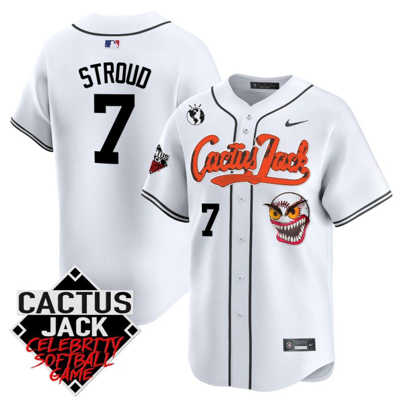 cj stroud 7 houston astros cactus jack celebrity softball game patch men jersey white