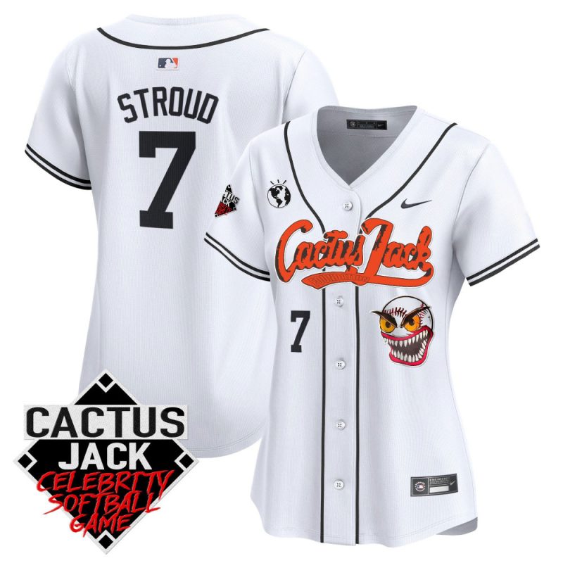 cj stroud 7 houston astros cactus jack celebrity softball game patch women jersey white