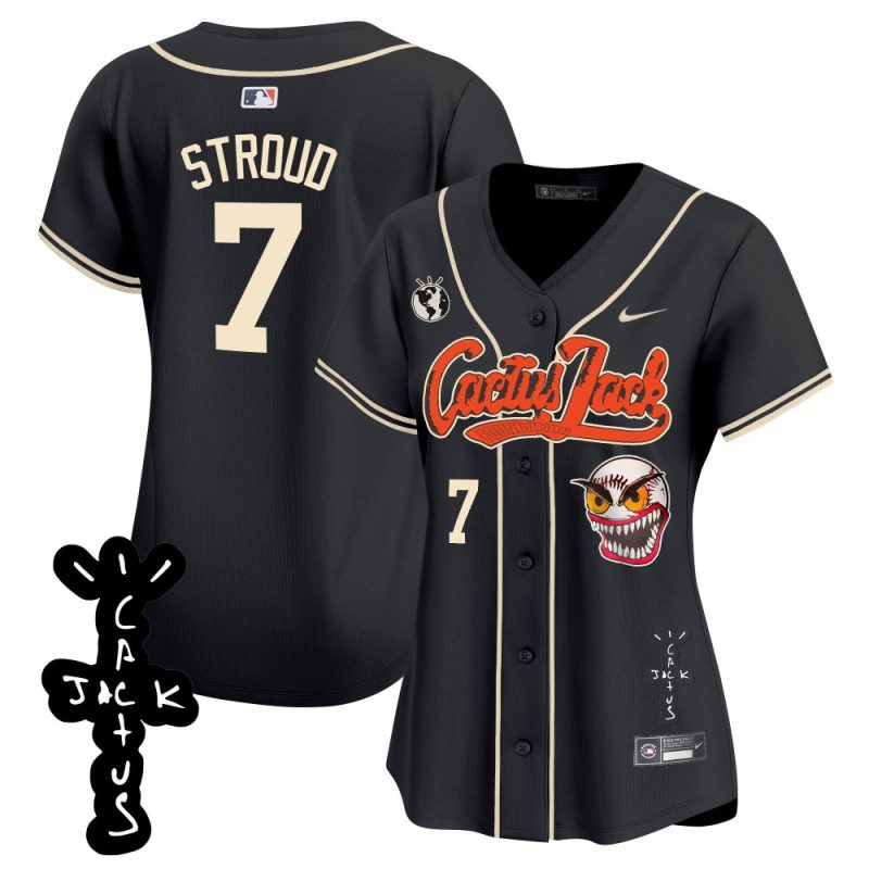 cj stroud 7 houston astros cactus jack patch v2 women jersey black