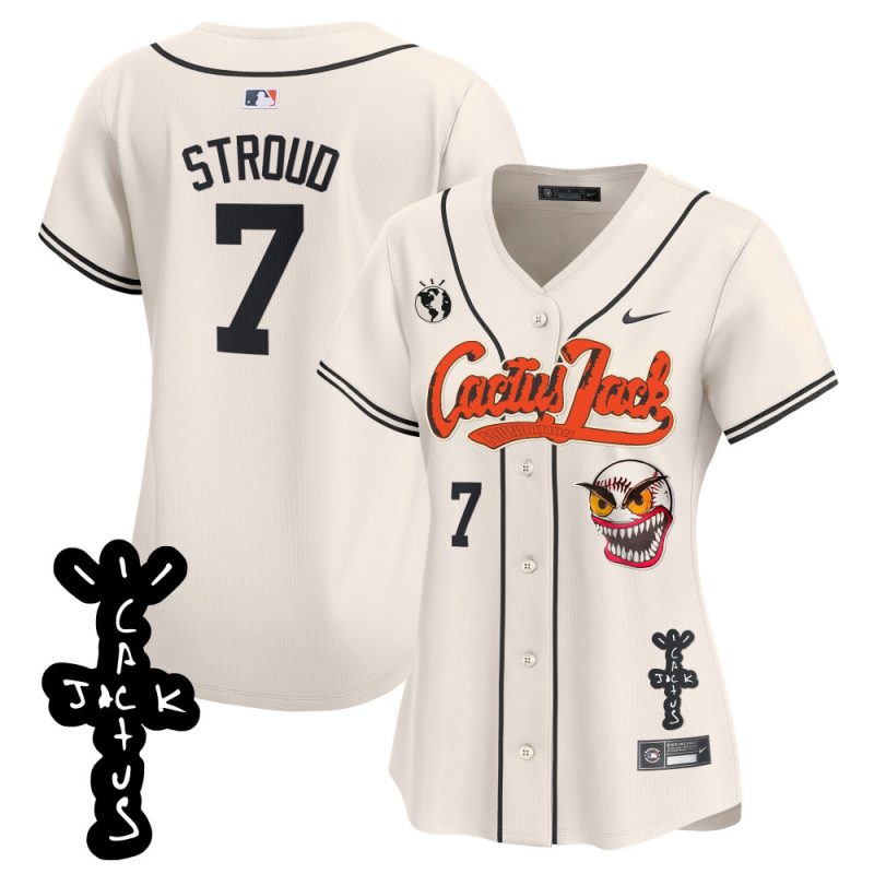 cj stroud 7 houston astros cactus jack patch v2 women jersey cream