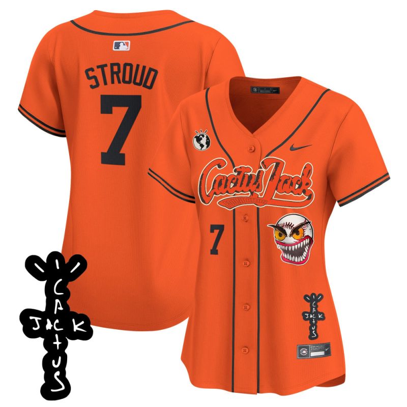 cj stroud 7 houston astros cactus jack patch v2 women jersey orange