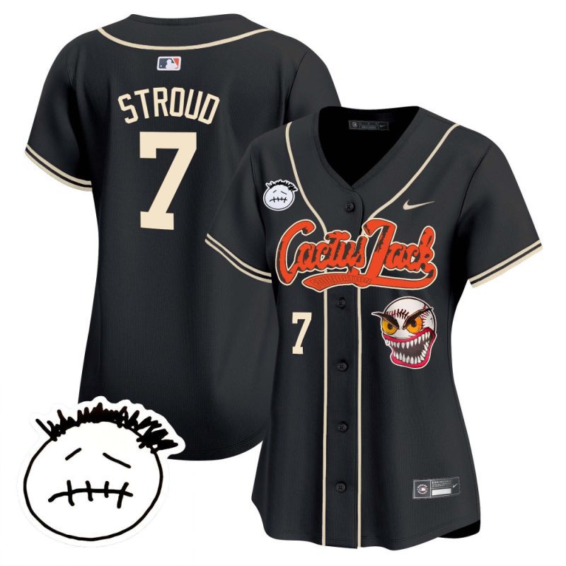 cj stroud 7 houston astros cactus jack patch v3 women jersey black