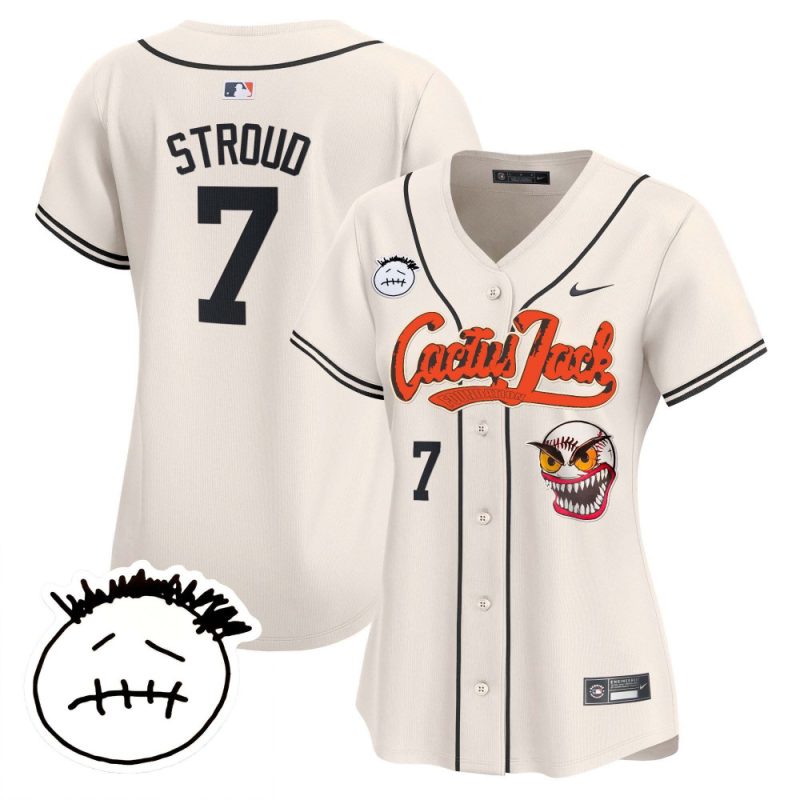 cj stroud 7 houston astros cactus jack patch v3 women jersey cream