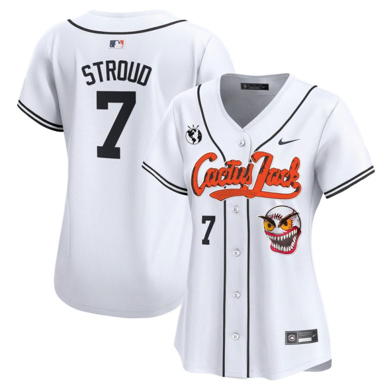 cj stroud 7 houston astros cactus jack patch women jersey white