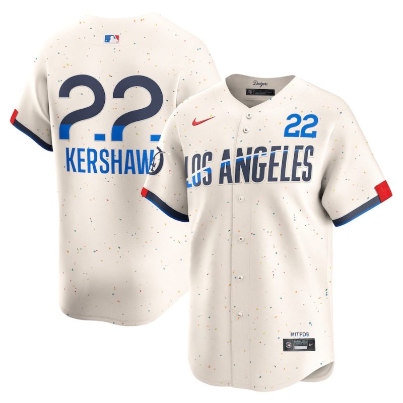 clayton kershaw 22 los angeles dodgers 2024 city connect limited men jersey cream