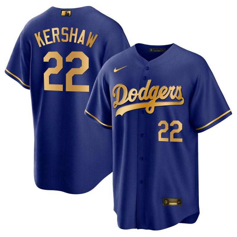 clayton kershaw 22 los angeles dodgers baseball men jersey cool royal gold