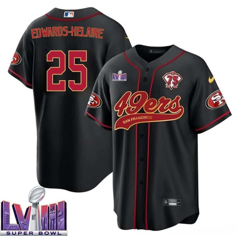 clyde edwards helaire 25 kansas city chiefs super bowl lviii baseball men jersey black