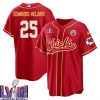 clyde edwards helaire 25 kansas city chiefs super bowl lviii baseball men jersey red