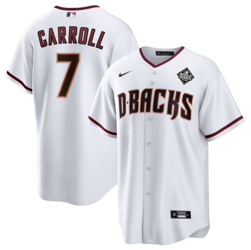 corbin carroll 7 arizona diamondbacks 2023 world series men jersey white