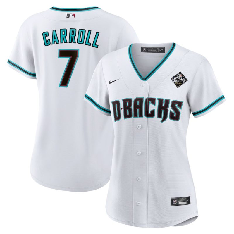 corbin carroll 7 arizona diamondbacks 2023 world series women jersey white