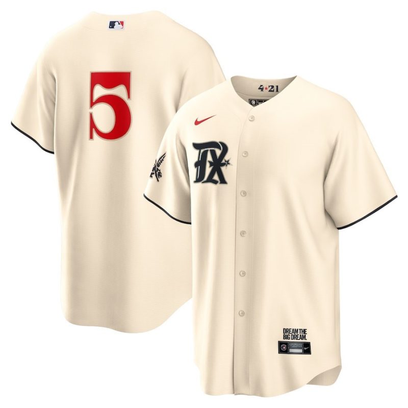 corey seager 5 texas rangers 2023 city connect player jersey cream