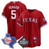 corey seager 5 texas rangers 2023 world series texas state patch men jersey red