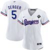 corey seager 5 texas rangers 2023 world series women jersey white