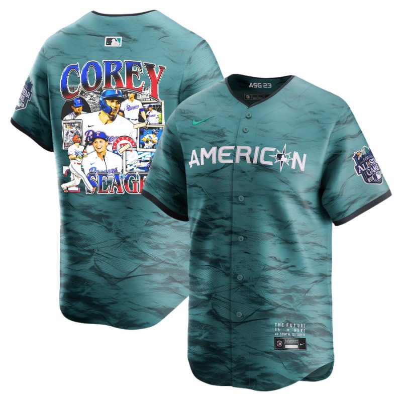 corey seager 5 texas rangers journey 2023 all star game limited player men jersey teal