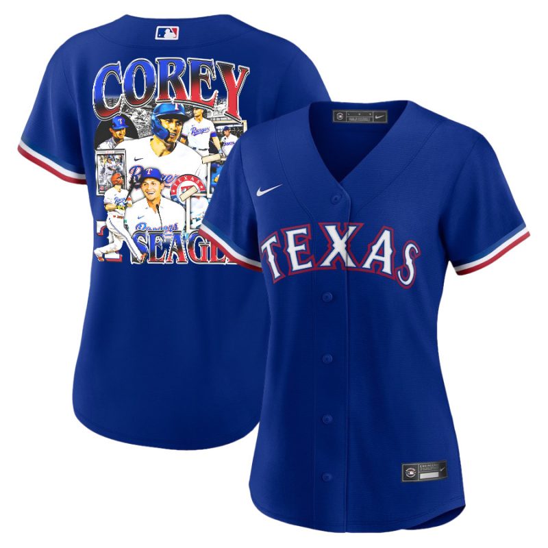 corey seager 5 texas rangers journey 2023 alternate player women jersey royal