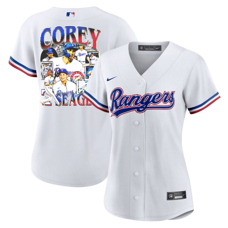 corey seager 5 texas rangers journey 2023 home player women jersey white