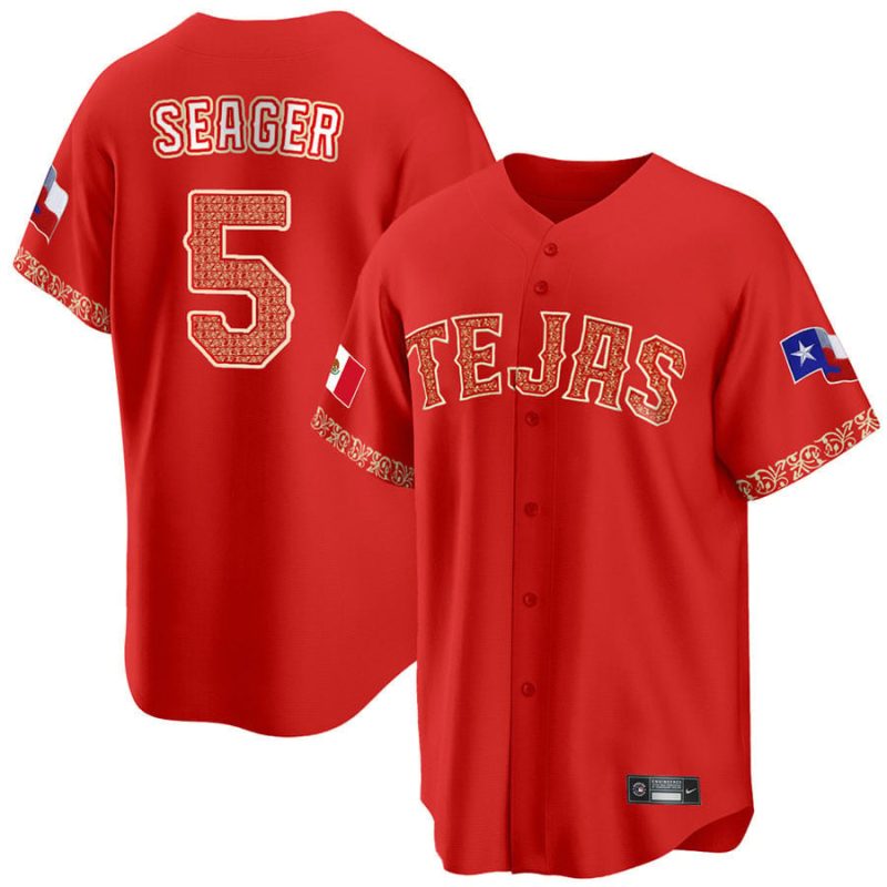 corey seager 5 texas rangers mexican collection baseball men jersey red