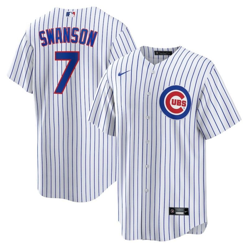 dansby swanson 7 chicago cubs home player men jersey white royal