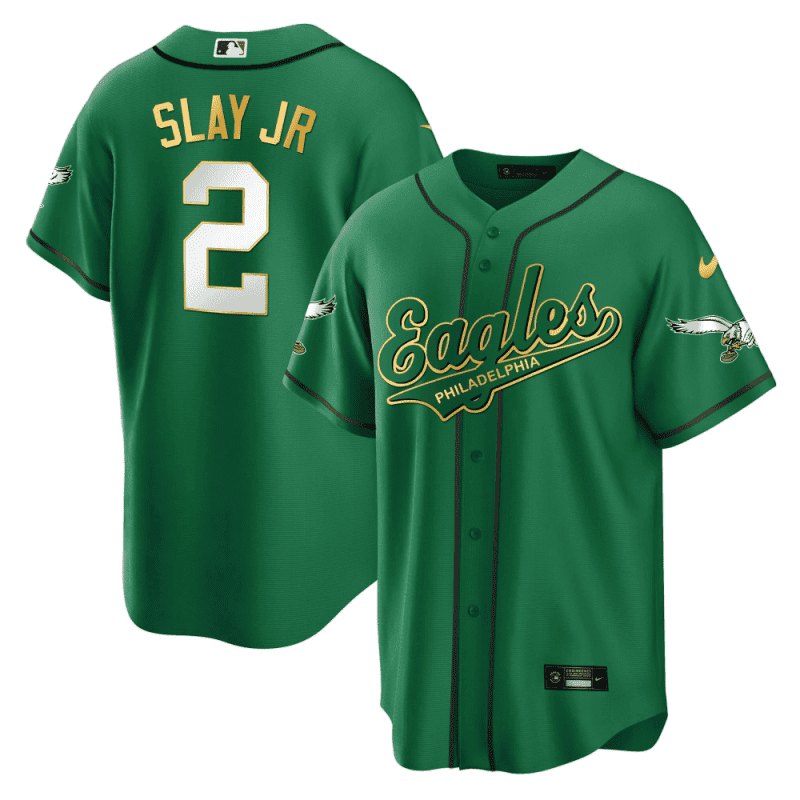 darius slay jr 2 philadelphia eagles baseball men jersey kelly gold trim