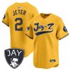 derek jeter 2 new york yankees jay z men jersey gold