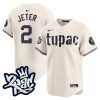 derek jeter 2 new york yankees tupac shakur men jersey cream