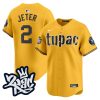 derek jeter 2 new york yankees tupac shakur men jersey gold