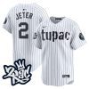 derek jeter 2 new york yankees tupac shakur men jersey white