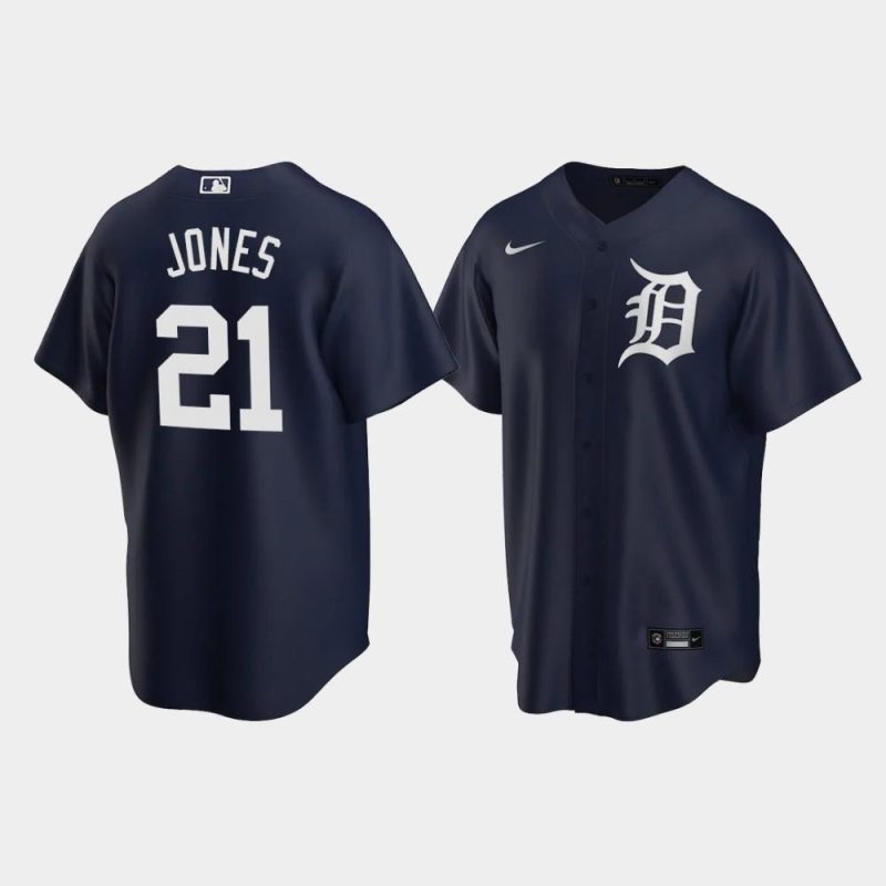 detroit tigers jacoby jones 21 alternate mens jersey navy jersey