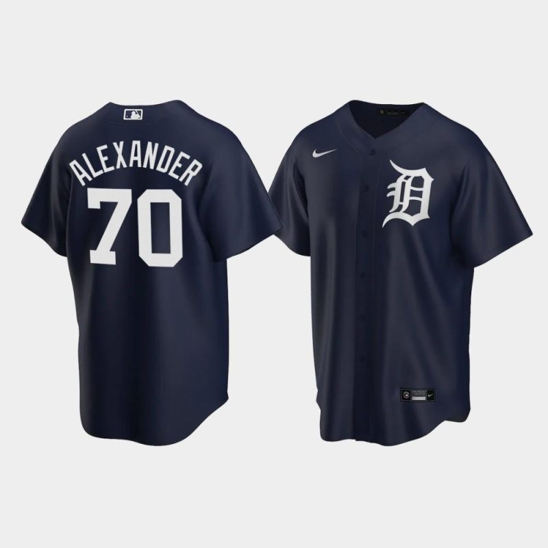 detroit tigers tyler alexander 70 alternate mens jersey navy jersey