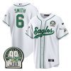 devonta smith 6 philadelphia eagles jerome brown retired patch baseball men jersey white