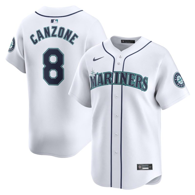 dominic canzone 8 seattle mariners home limited player men jersey white