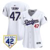 donald trump 47 los angeles dodgers 2024 jackie robinson patch women jersey white