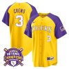 dylan crews 3 lsu tigers 2023 color sleeves champions baseball men jersey gold alternate