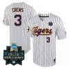 dylan crews 3 lsu tigers college world series baseball men jersey white pinstripe