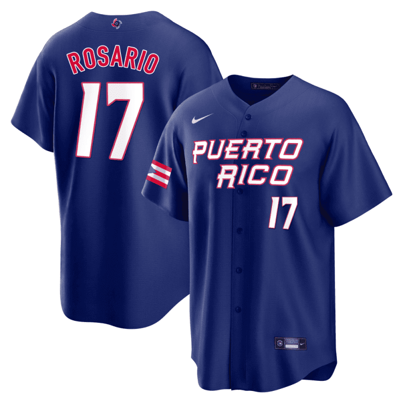 eddie rosario 17 puerto rico 2023 world baseball classic baseball men jersey royal