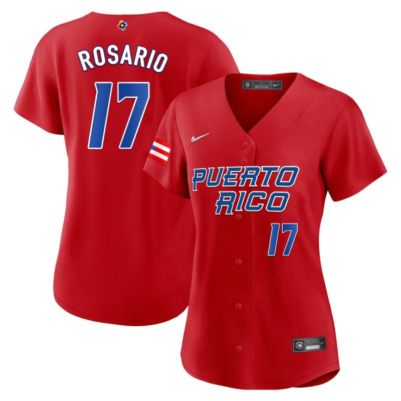 eddie rosario 17 puerto rico 2023 world baseball classic baseball women jersey red