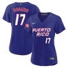 eddie rosario 17 puerto rico 2023 world baseball classic baseball women jersey royal