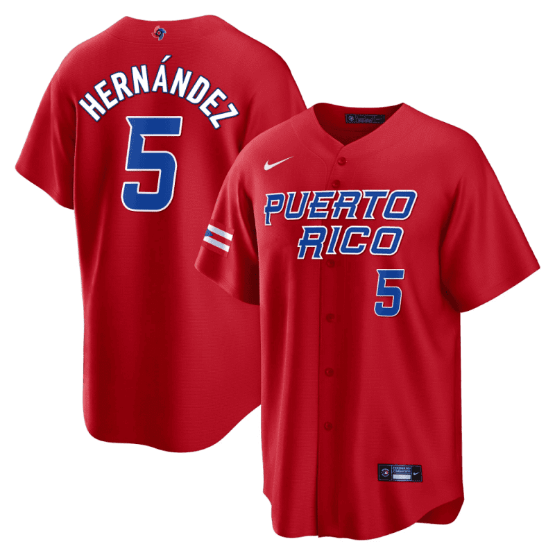 enrique hernandez 5 puerto rico 2023 world baseball classic baseball men jersey red