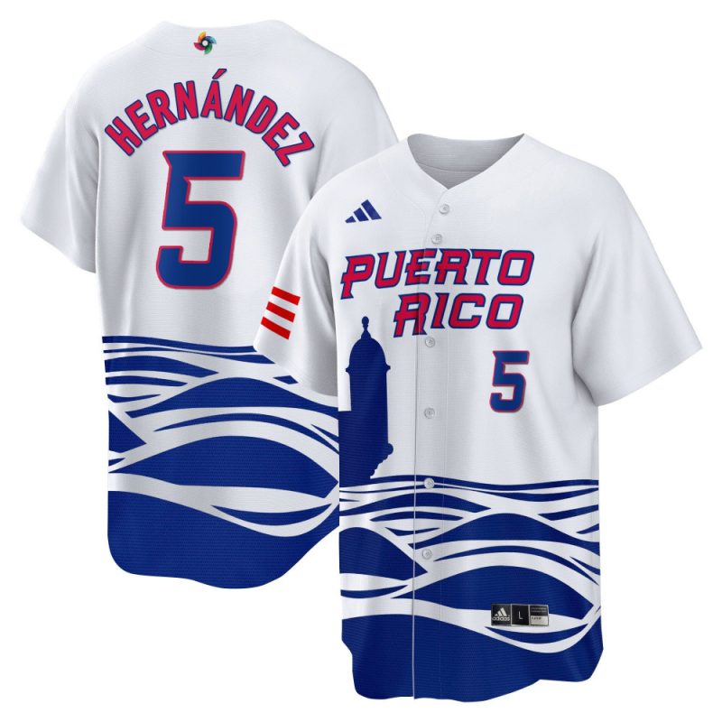 enrique hernandez 5 puerto rico 2023 world baseball classic baseball men jersey white