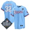 evan carter 32 texas rangers 2023 world series stitched baseball jersey blue