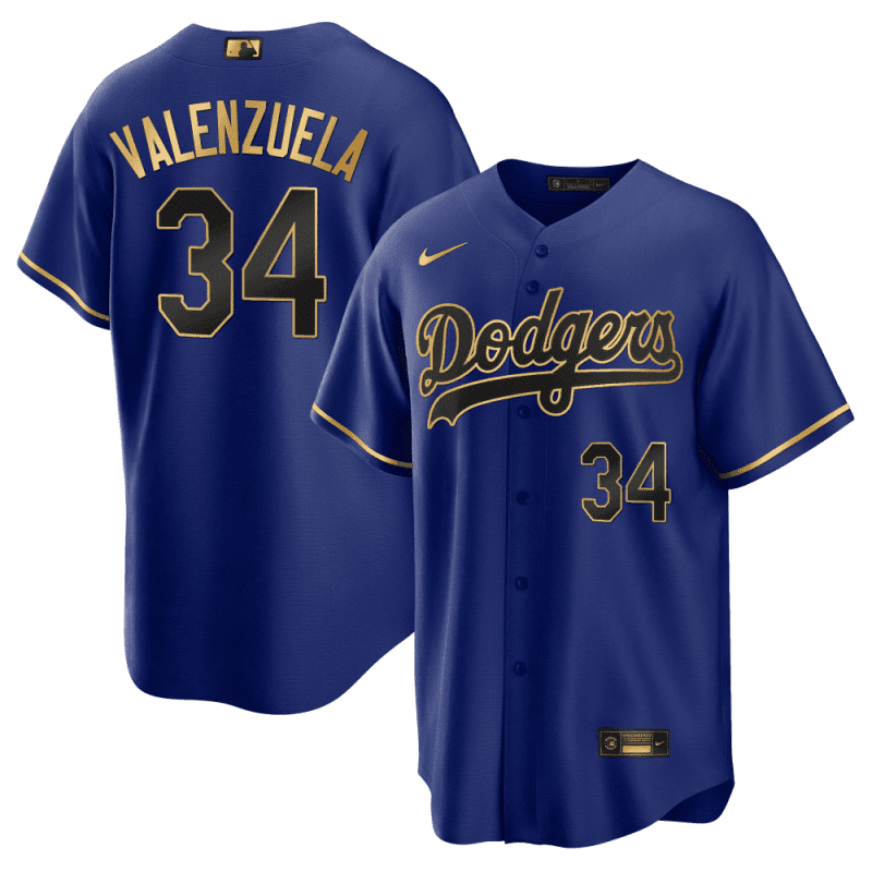 fernando valenzuela 34 los angeles dodgers baseball men jersey cool black royal