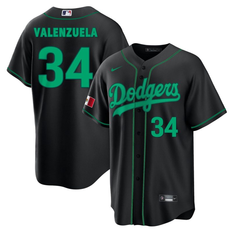 fernando valenzuela 34 los angeles dodgers mexico baseball men jersey black