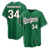 fernando valenzuela 34 los angeles dodgers mexico baseball men jersey green