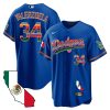 fernando valenzuela 34 los angeles dodgers mexico california map baseball men jersey royal