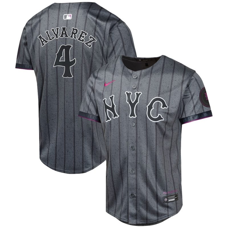 francisco alvarez 4 new york mets 2024 city connect limited youth jersey graphite