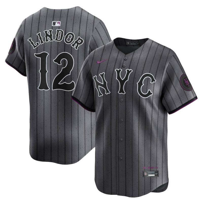 francisco lindor 12 new york mets 2024 city connect limited men jersey graphite