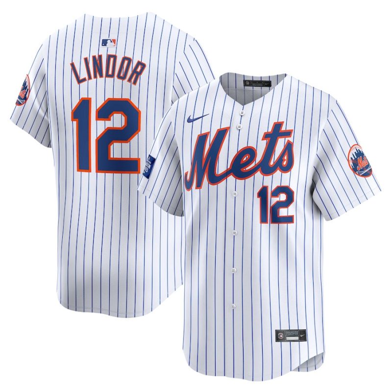 francisco lindor 12 new york mets 2024 mlb world tour london series home limited player men jersey white