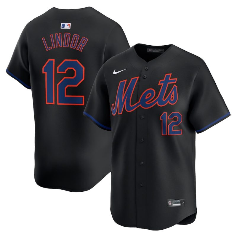 francisco lindor 12 new york mets alternate limited men jersey black