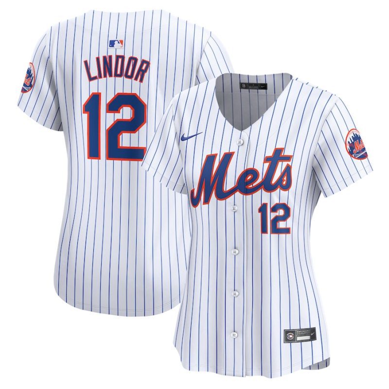 francisco lindor 12 new york mets women home limited player jersey white