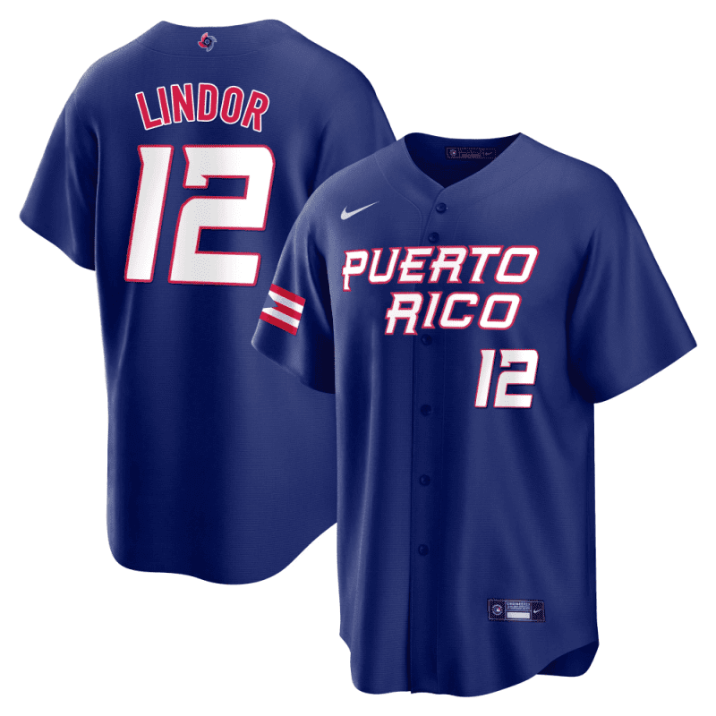 francisco lindor 12 puerto rico 2023 world baseball classic baseball men jersey royal